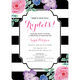Black Vintage Flower Triplets Shower Invitations Image 4 of 5